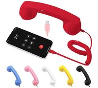 Retro Phone Handset, Type-C Landline Style Receiver, Handset for Cell Phone with Answer Button, Microphone & Speaker, Vintage Adapter to Connect Cell Phones