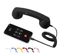 Retro Phone Handset, Type-C Retro Telephone Style Landline Handle Receiver, Comfortable Call, Radiation-Proof, for Cell Mobile Video Conferences, Calls, Meetings (Black)