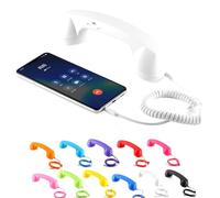 Retro Phone Handset, Type-C Retro Telephone Wired Handset Style Landline Handle Receiver, with Volume Control Microphone Speaker Handheld Receiver, for Video Meetings Calls (White,3.5 mm)