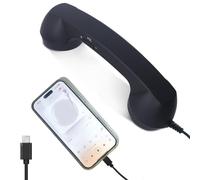 Retro Phone Handset, Type-C Wired Landline-Style Receiver for Mobile Phones, Classic Old-Fashioned Handset with Microphone for Calls Video Chats, Offices Home & Travel