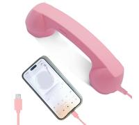 Retro Phone Handset, Type-C Wired Landline-Style Receiver for Mobile Phones, Classic Old-Fashioned Handset with Microphone for Calls Video Chats, Offices Home & Travel
