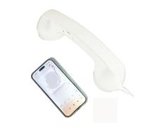 Retro Phone Handset, Vintage Telephone Receiver with Microphone & Speaker, Universal Old School Cell Phone Handset, 90s Style Photo Prop with Type-C 3.5mm Connectivity (White C interface)