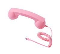 Retro Phone Wired Handset Type-C Landline Handle Receiver for Meetings (Pink) (5 Bean Red)