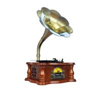 Retro Phonograph Gramophone Turntables, Vintage 3-speed Vinyl Record Player Bluetooth, Wooden Antique All One Gramophone Record Players with USB Input/FM/AUX Output, Stereo Music Players Audio Gift