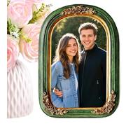 Retro Photo Frame - Decorative Resin Construction in Green Tone Vintage Inspired Display Wall Table Presentation Format Memory Presentation Artistic Styling Concept | For Beauty