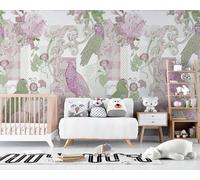 Retro Photo Wallpaper for Bedroom Flowers Birds 3D Small Wall Mural, Removable Peel and Stick Self-Adhesive Wall Decal for Boys Girls Living Room Office Decor 138"x 101" 14U-8