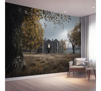 Retro Photo Wallpaper Jungle Gothic Architecture Wall Mural, 250 x 175 cm Wall Paper for Kids Bedroom Living Room, Non-Woven Poster Picture Design Modern Murals Room Decor