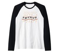 Retro Piano Pianist Music Notes Classic Keyboard Musician Raglan Baseball Tee
