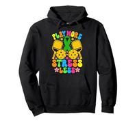Retro Pickleball Mental Health Stress Less Play More Stress Pullover Hoodie