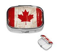 Retro Pill Box 2 Compartments Canada Flag Pill Box Square Pill Box Handbag Pocket Pill Box Travel Portable Metal Medicine Vitamin Fish Oil Unique Gift