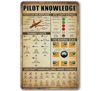 Retro Pilot Knowledge Metal Signs Vintage Airplane Decor For Home Aviation Art Wall Decor Air Plane Decorations For Boys Room Signs Gifts For Aviation Lovers Wwii Metal Signage 8"x12"