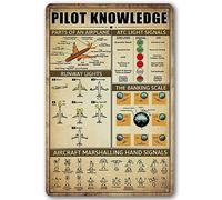 Retro Pilot Knowledge Metal Signs Vintage Airplane Decor For Home Aviation Art Wall Decor Air Plane Decorations For Boys Room Signs Gifts For Aviation Lovers Posters Gift For Women Men 8x12 Inch