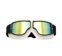 Retro Pilot Motorcycle Goggles, Fog-proof Warm Riding Goggles, Motorbikes Windproof Eyewear Mountain Bike Goggles, Safety Windproof Motorcycle Glasses for ATV, Bike, Motocross (White B)
