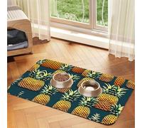 Retro Pineapple Absorbent Leather Pet Tablecloth Non-Slip Dining Pad For Puppy Kitten Food Water Bowls