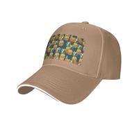 Retro Pineapple Print Adjustable Size Sandwich Baseball Cap Breathable Unisex Casual Hat Daily Use Sport Natural