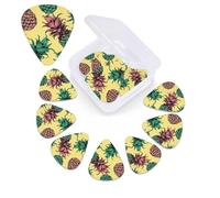 Retro Pineapple Print Guitar Picks 12 Pack Guitar Plectrums with Storage Box Bass Picks For Acoustic Guitar Bass Electric Ukulele Includes 0.46mm, 0.71mm, 0.96mm