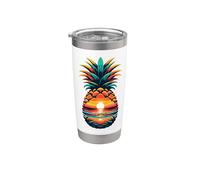 Retro Pineapple Sunset Beach Summer Vacation Tropical Stainless Steel Insulated Tumbler