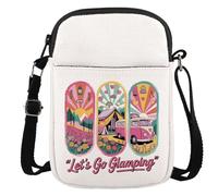 Retro Pink Camping Van Gift Happy RV Camper Gift Let’s Go Glamping Camp Summer Crossbody bag (Go Glamping CR EU)
