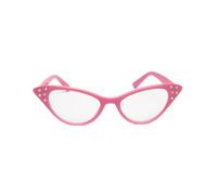 Retro Pink Cat Eye Glasses for Women - Vintage 1950s Style Rhinestone Frames | Costume, Rockabilly, Pin-Up, Fancy Dress & Retro Fashion Accessory | Clear Lens, Lightweight Plastic Frame
