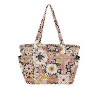 Retro Pink Hand-Painted Style Women Tote Bag Zipper Beach Bag for Work with Cup Holder Mochila Tote escolar
