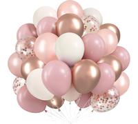 Retro Pink Rose Gold Balloons, 60PCS Blush Pink Gold Beige Latex Balloons
