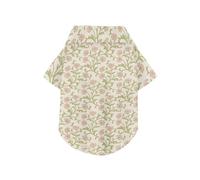 Retro Pink Small Flowers William Morris Summer Dog Shirts Collared Polo T-Shirts Button Up Lightweight and Breathable Pet Summer T-Shirts Puppy Clothes Perfect for Everyday Wear, and