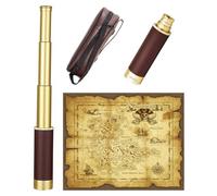 Retro Pirate Telescope Zoomable with Treasure Map 25x30 Spyglass Portable Collapsible Handheld Telescope Vintage Monocular for Kids & Survival Gear