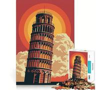Retro Pisa Italy Jigsaw Puzzle for Teenagers 1000 Pieces Boost Memory Relaxing Fun Premium Cut Stylish Gift (38x52cm)