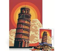 Retro Pisa Italy Jigsaw Puzzle for Teenagers 1000 Pieces Boost Memory Relaxing Fun Premium Cut Stylish Gift (38x52cm)