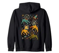 Retro Pitbull Astronaut Space Dogs Mid Century Zip Hoodie