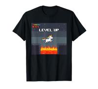 Retro Pixel Art Unicorn Video Game Level Up Gamer Graphic T-Shirt