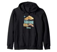 Retro Pizza Beats Birria Heat Slice Flavor Battle Fun Zip Hoodie