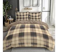 Retro Plaid Pattern 3D Printed Duvet Cover Set Single Reversible Bedding Set Soft Microfiber Quilt Cover with Zipper Closure and Corner Ties 3 Piece, Khaki