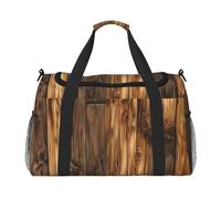 Retro Plank Print Foldable Carry On Tote Large Capacity Hand Carry Bag for Airplane Weekend Getaways