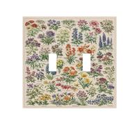 Retro Plant And Flower Atlas Pattern Double Toggle Wall Plate Switch Decorative Panel Electrical Socket Plate Suitable For Bathroom Kitchen Living Room Bedroom