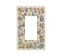 Retro Plant And Flower Atlas Pattern Single Rocker Wall Plate Switch Decorative Panel Electrical Socket Plate Suitable For Bathroom Kitchen Living Room Bedroom