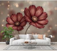 Retro Plant Close-Up Mural Wallpaper for Living Room Bedroom Decor