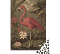 Retro Plant IllustrationPuzzles 1000 Pieces for Adults for Adults 1000 Piece Puzzle Educational Challenge Games Home DecoratioPink Flamingo Water Lily