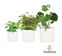 Retro Plant Pot Flower Planter Garden Indoor Drainage Fibrestone 3 Sizes White