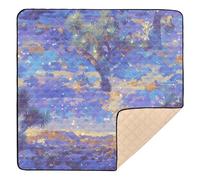 Retro Plants Purple Cute Foldable Baby Activity Play Mat for Indoor Outdoor 1-Piecing Baby Kick Crawling Mat for Babies Infants Toddlers, 50'' x 50''