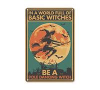 Retro Plaque Empowered Witch Coffee/Tea Motifs Flower Signs for Cat/Dog Owners,Restaurant,Living Room,Cafe M