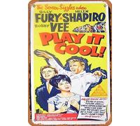Retro PLAY IT COOL Original daybill movie poster Billy Fury Helen Shapiro Movies Poster Tin Sign 8x12 inches,Classic Film and Television Poster Vintage Metal Sign Art Wall Decor for Musical Home Cafes