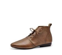 Retro Pointed Short Boots Woman Flat Boots Four Seasons Single Boots England Style Soft Leather Lace-up Ankle Boots Chelsea Boots Brown