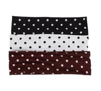 Retro Polka Dot Wide Elastic Hair Band 3pcs Black for Women | Polyester Size 22.50x6.50x0.20cm, Secure Fit and Wide Comfort, Office and Sports Use