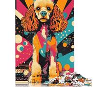 Retro Poodle Pop Art Print Colorful Pet Portrait, Funky Dog Wall Décor, Gift for Dog Lovers Pood... Puzzles 1000 Pieces Wooden Puzzles Puzzles Wooden Puzzles Family Activity Jigsaw Puzzles 300pcs (40x