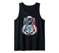 Retro pop Art Astronaut Exploring a Starry Space Library Tank Top