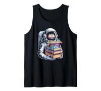 Retro pop Art Astronaut Reading Cosmic Science Fiction Tank Top