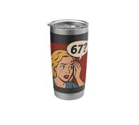 Retro Pop Art Comic 6x7 Funny Math Meme 67 Question Brainrot Stainless Steel Insulated Tumbler