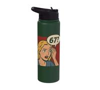 Retro Pop Art Comic 6x7 Funny Math Meme 67 Question Brainrot Stainless Steel Insulated Water Bottle