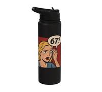 Retro Pop Art Comic 6x7 Funny Math Meme 67 Question Brainrot Stainless Steel Insulated Water Bottle
